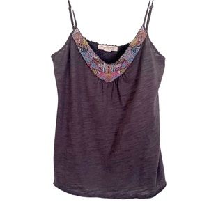 FOREVER 21 Boutique Grey Beaded collar Vintage Tank Top Size L